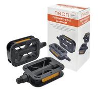 nean Pedali per bicicletta Comfort con riflettore, approvato dal codice della strada tedesco, 9/16", set da 2 pezzi, nero