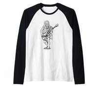 Neanderthal Suonare la Chitarra Divertente Chitarrista Musicista Rock Maglia con Maniche Raglan