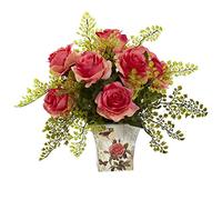 NearlyNatural 1379-DP Rose 7 capelli da fanciulla con fiore floreale, rosa scuro