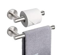 NearMoon Porta carta igienica da bagno+porta asciugamani, set di 2 accessori per il bagno, in acciaio inox 304 di alta qualità e portasciugamani da parete per bagno/cucina (nichel spazzolato)