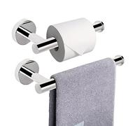 NearMoon Porta carta igienica da bagno+porta asciugamani, set di 2 accessori per il bagno, in acciaio inox 304 di alta qualità e portasciugamani da parete per bagno/cucina (finitura cromata)
