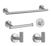NearMoon - Set di 5 accessori da bagno SUS 304, in acciaio INOX, con barra porta asciugamani da 40,6 cm, supporto per carta igienica+3 ganci multifunzionali accessori da bagno (nichel spazzolato)
