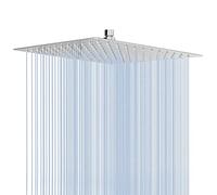 NearMoon Soffione doccia a pioggia, ad alto flusso, in acciaio inox, quadrato, a cascata, per montaggio a soffitto o a parete (30,5 cm, finitura cromata)