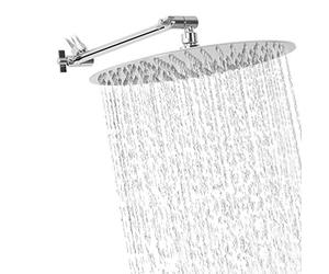NearMoon - Soffione doccia con braccio regolabile da 30,5 cm, in acciaio inox, ultra sottile, rotondo, soffione a pioggia