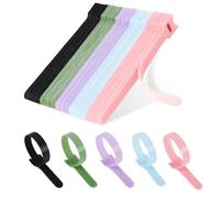 Nearockle Klett Kabelbinder Wiederverschließbar 100 Stück, Wiederverwendbare Kabelbinder Klett, Selbstklebendes Klettbänder für Kabel Organizer Ladekabel Kopfhörerkabel (150 x 12 mm, Mehrfarbig)