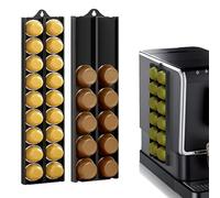Nearockle Supporto per capsule a parete regolabile compatibile con capsule Nespresso (37 - 58 mm), autoadesivo, contenitore per capsule per caffè (nero, 2 pezzi)