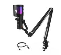 NearStream AM30U Microfono USB per PC, microfono da gioco con cancellazione del rumore/luci RGB/Mute/Guain/Monitor/filtro pop, microfono a condensatore professionale con braccio braccio per