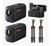 NearStream kit multicamera con tracciamento vocale, 2 telecamere wireless VM33 con microfono lavalier AWM28T e treppiedi ST30, commutazione guidata dall'audio per interviste podcast, webinar e dire