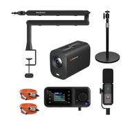 NearStream PodPro Solo Podcast Kit Podcast con 1 VM20 4K Streaming, 1 microfono AM25X, 1 braccio boom ST20, 1 mixer audio AMIX40U, 1 treppiede per fotocamera e 2 cavi XLR, per live stream/podcast