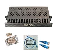 Neat Patch Mini 1U - Kit di gestione cavi a basso profilo - 1 confezione con 24 cavi patch CAT6 (1FT blu)