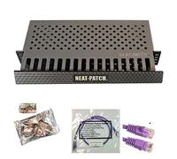 Neat Patch MINI 1U - Kit di gestione cavi a basso profilo, 1 confezione con 24 cavi patch CAT6 (3 m, viola)
