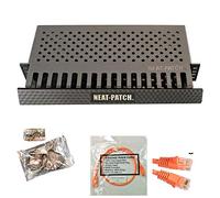 Neat Patch MINI 1U - Kit di gestione dei cavi a basso profilo, 1 confezione con 24 cavi patch CAT6 (1 m arancione)