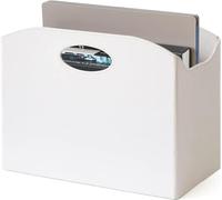 Neateam Portariviste da Terra e Scrivania - Elegante Porta Giornali Con Manico - Accessori Ufficio Pieghevole in PU - Bianco