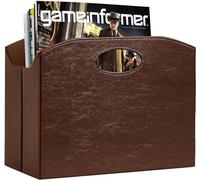 Neateam Portariviste Moderno Raccogli Riviste, Portariviste in PU Pelle con Maniglia, Cestino Portagiornali Pieghevole Robusto e Durevole per Ufficio, Casa e Soggiorno - Marrone