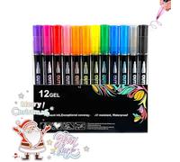 Neattidyly/Illuminateupon Marker Pen for Highlight, Magische Stifte Marker, Double Line Outline Markers Metallic Glitter Pens for Drawing & Scribbling, with Shiny Metallic (12 Gel)