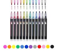 Neattidyly Marker Pen for Highlight, 8/12 Colors Outline Markers Metallic Glitter Pens, Double Line Outline Pens, Double Line Super Squiggles Metallic Glitter Pen, for Paint (12Colors)