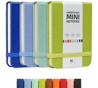 NeatVilla Piccolo taccuino 3x4 piccolo formato tascabile, formato A7, copertina rigida in pelle, con foglio strappo, piccolo blocco note con fascia elastica, confezione da 4 mini notebook tascabili per infermieri reporter (multicolore)