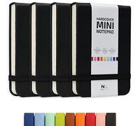 NeatVilla Taccuino piccolo formato tascabile, formato A7, formato tascabile, formato A7, con copertina rigida, mini quaderno a strappo, con fascia elastica, confezione da 4 mini taccuino per