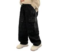 NEAWEALY Jeans baggy per bambini ragazzi, pantaloni a gamba larga, jeans a gamba dritta, pantaloni in denim y2k, jeans cargo, pantaloni della tuta con tasche, pantaloni da lavoro, Nero , 8-9 Anni