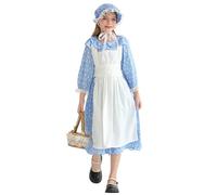NEAWEALY Vestito da cameriera pioniera per bambini, stile coloniale, vestito vittoriano per Halloween, colore: azzurro, 9-10 anni