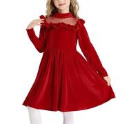 NEAWEALY Vestito in velluto per bambini, per bambine, a maniche lunghe, per l'inverno, per feste, Halloween, in velluto a linea