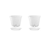 NeaxgeandX 2 set di vasi per orchidee scanalate, trasparenti, per rinvasare piante da fiori da 17,8 cm con piattino, 17,8 cm
