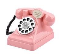 NeaxgeandX Salvadanaio a forma di telefono, stile retrò, per camera da letto, armadio, ufficio, rosa, rosso, 10,6 x 11 x 12 cm