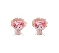 NeaxgeandX Set di 2 mazzi di rose e fiori di sapone per San Valentino Festa degli insegnanti occasioni speciali rosa, 21 x 28 cm