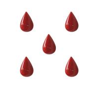 NeaxgeandX Set di 5 ganci da parete in resina a forma di goccia d'acqua, per ufficio, dormitorio, cucina, camera da letto, soggiorno, appendiabiti, cappelli, colore rosso, S