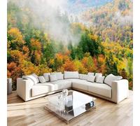 Nebbia Foresta Carta Da Parati 300 x 210 cm 3D Alberi FotoMurale Non Tessuto Murale Adatta per la decorazione di pareti di camera da letto, soggiorno e ufficio W-345