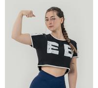 NEBBIA Women‘s Oversized Crop Top Game On Black S