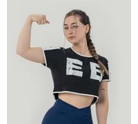 NEBBIA Women‘s Oversized Crop Top Game On Black XS