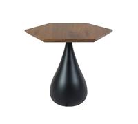 NEBE Tavolino Laterale Esagonale Moderno Con Piano In Legno Massello E Gambe In Ferro Battuto, Ideale For Testiere Di Camere Da Letto, Salotti Hotel Balconi