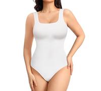 Nebility Body Contenitivo Modellante Donna, Body Snellente con Scollo Quadro, Intimo Contenitivo Modellante Curvy Senza Cuciture Pancia Piatta, Shapewear Invisibile per Ogni Occasione (Bianco, XSS)