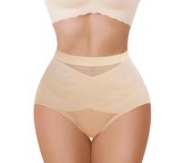 Nebility Culotte Modellante Donna a Vita Media - Effetto Ventre Piatto e Sollevamento Glutei, Intimo Senza Cuciture Invisibile e Traspirante con Doppio Strataggio Addominale (Beige, XL)