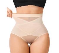 Nebility Culotte Modellante Donna a Vita Media - Effetto Ventre Piatto e Sollevamento Glutei, Intimo Senza Cuciture Invisibile e Traspirante con Doppio Strataggio Addominale (Beige, 3XL)