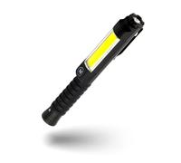 NEBO Big Larry 3 - Torcia LED Potente Professionale da 600 lumen - Con luce da lavoro COB - Base magnetica con clip da tasca per illuminazione a mani libere,Nero