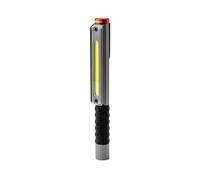NEBO Lil Larry 500 Flex - Luce da Lavoro Ricaricabile da 500 Lumen - Con Tecnologia COB, Base Magnetica e Clip da Tasca per Illuminazione a Mani Libere,Grigio acciaio