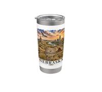 Nebraska Acquerello Prairie Paesaggio Viaggi Design Bicchiere termico in acciaio inox doppia parete