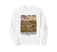 Nebraska Acquerello Prairie Paesaggio Viaggi Design Felpa