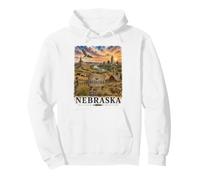 Nebraska Acquerello Prairie Paesaggio Viaggi Design Felpa con Cappuccio