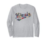 Nebraska Patchwork Script Cute Feminine State Womens Girls Maglia a Manica