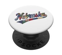 Nebraska Patchwork Script Cute Feminine State Womens Girls PopSockets PopGrip Adesivo