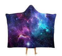 Nebula Coperta con cappuccio colorata indossabile mantello in pile Galaxy Star morbida coperta per adulti e bambini, comoda da indossare per campeggio, divano, serate di film, Multicolore, 40x50inch