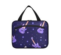 Nebula Guitar Purple Hanging Travel Makeup Bag per le donne con gancio, designer compatto trapuntato borsa trucco per accessori per le donne hotel cartera para maquillaje L, Nebula chitarra viola