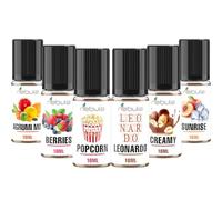 NEBULA | KIT 6 Aromi Linea Classica 6x10mil | Aroma Alimentare Leonardo, PopCorn Caramel, Creamy, Berries, Agrumi Mix, Sunsise Pesca e Ghiaccio MADE IN ITALY