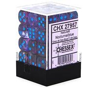 Chessex Nebula 12mm d6 Nocturnal/Blue w/Luminary Dice Block (36 dice)