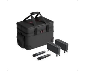 Nebula X1 Kit di intrattenimento portatile all-in-one X1 con due altoparlanti wireless, microfoni e custodia per il trasporto.