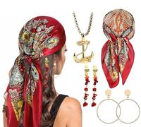 NebulaGlam 5pcs Accessori Pirata, Accessori Costume da Pirata Set, Accessori per Costume da Capitano Pirata, Fascia, Cintura, Collana, Maschera, per Halloween Carnevale e Feste a Tema