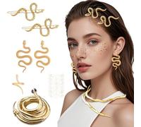 NebulaGlam Accessori a forma di serpente, collana Medusa in oro, fermaglio per capelli, orecchini, orecchino a forma di serpente, accessori per feste Medusa